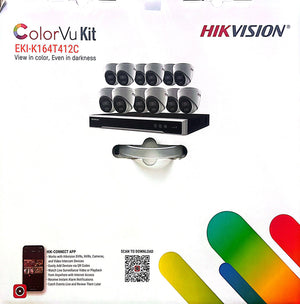 Hikvision EKI-K164T412C 16-Channel 8MP NVR with 4TB HDD & 12 ColorVu 4MP Night Vision Turret Cameras Kit
