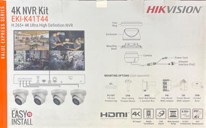 Hikvision IP Security Camera Kit 4 Channel 4K NVR with 4 x 4MP Turret Cameras EKI-K41T44