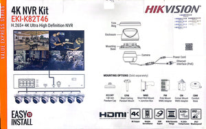 Hikvision IP Security Camera Kit 8 Channel 4K NVR with 6 x 4MP Turret Cameras EKI-K82T46