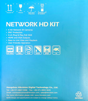 HiLook IK-4284TH-MH/PH/P 4-Channel 4MP Color Vu PoE NVR Kit | 2 TB pre-installed HDD, Water and dust resistant (IP67)