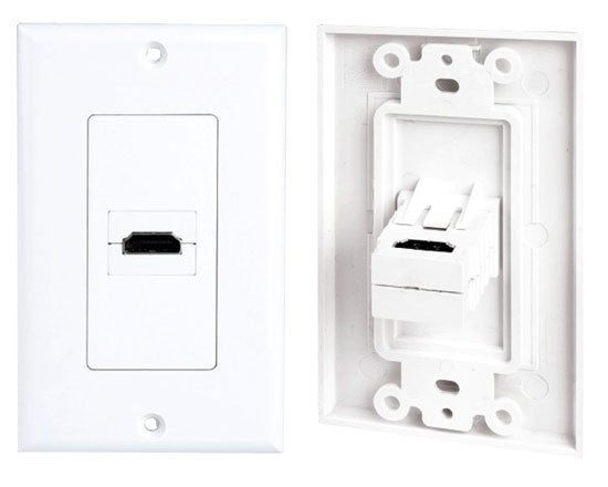 Single HDMI Wall Plate with 90-Degree Exit Port (White)