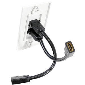 Dual HDMI Wall Plate with Back Built-in Flexible Cable (White)