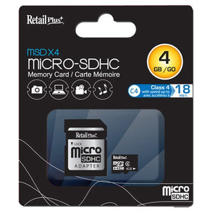 Retail Plus 4 GB MicroSDHC Class 4 Memory Card