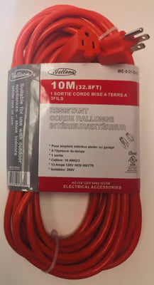 3-Prong Electrical Extension Cord (Indoor/Outdoor, cUL Certified) – Multiple Lengths