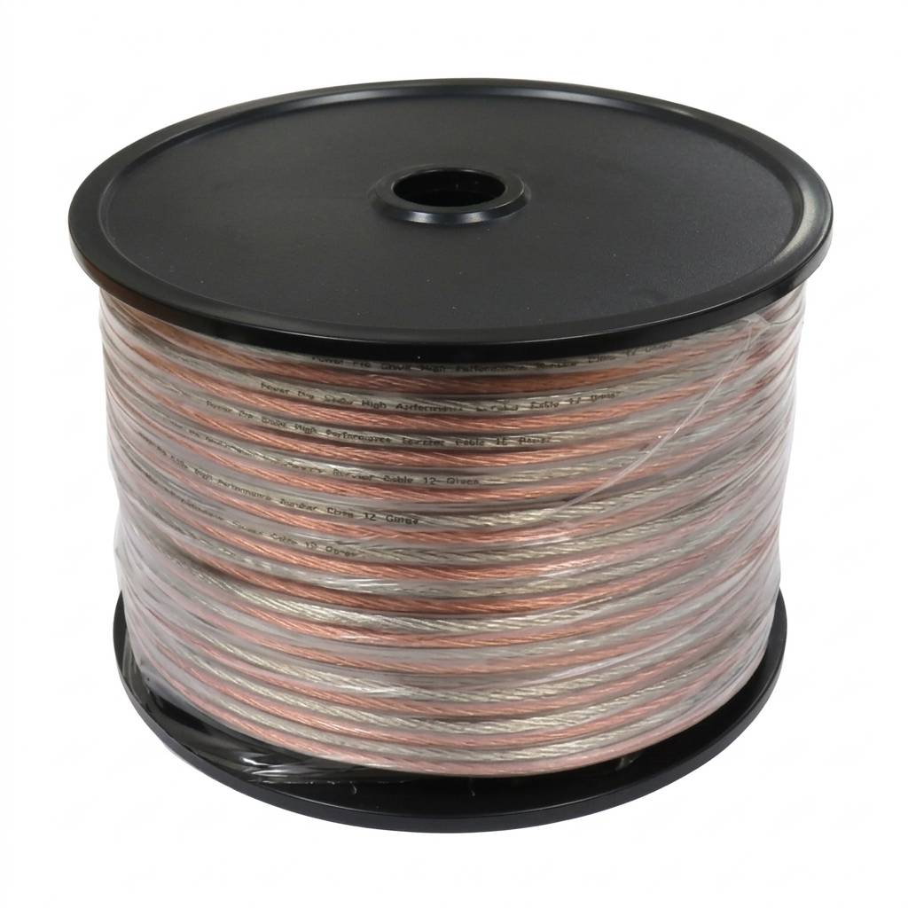 12 Gauge Speaker Wire 250FT Roll – Clear PVC Jacket with Silver & Gold Conductors