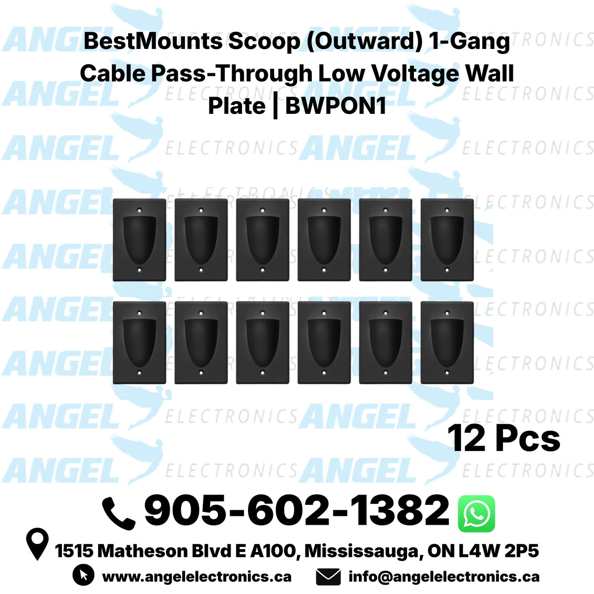 BestMounts Scoop (Outward) 1-Gang Cable Pass-Through Low Voltage Wall Plate | BWPON1