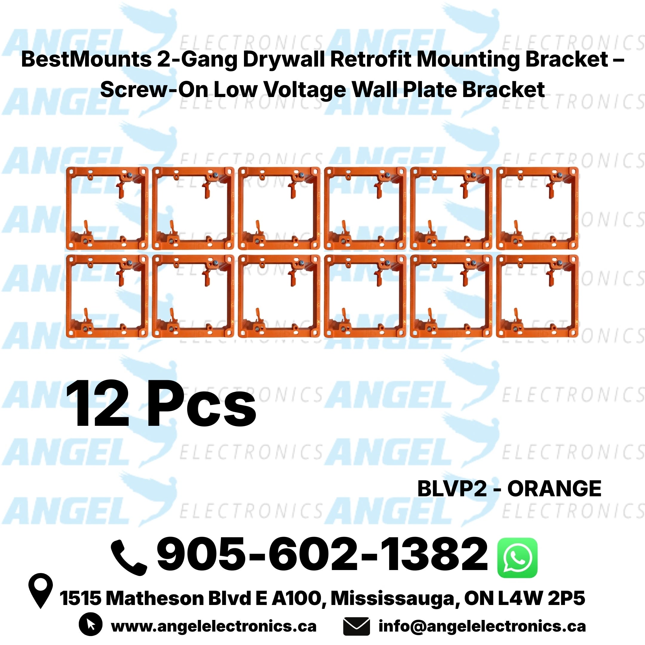 BestMounts Drywall Retrofit (Screw-On) 2-Gang Low Voltage Mounting Bracket | BLVP2
