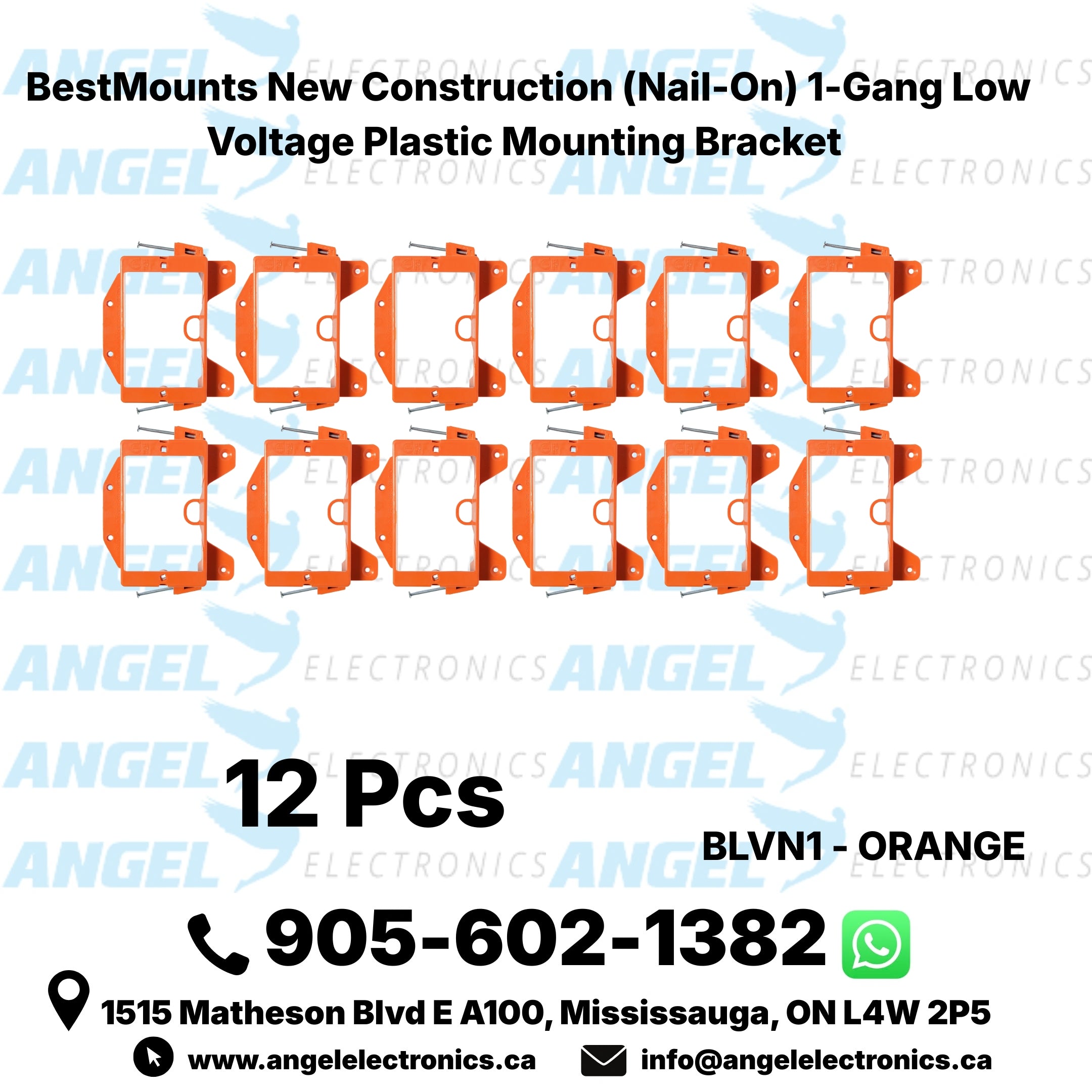 BestMounts 1-Gang New Construction Nail-On Low Voltage Mounting Bracket – Plastic
