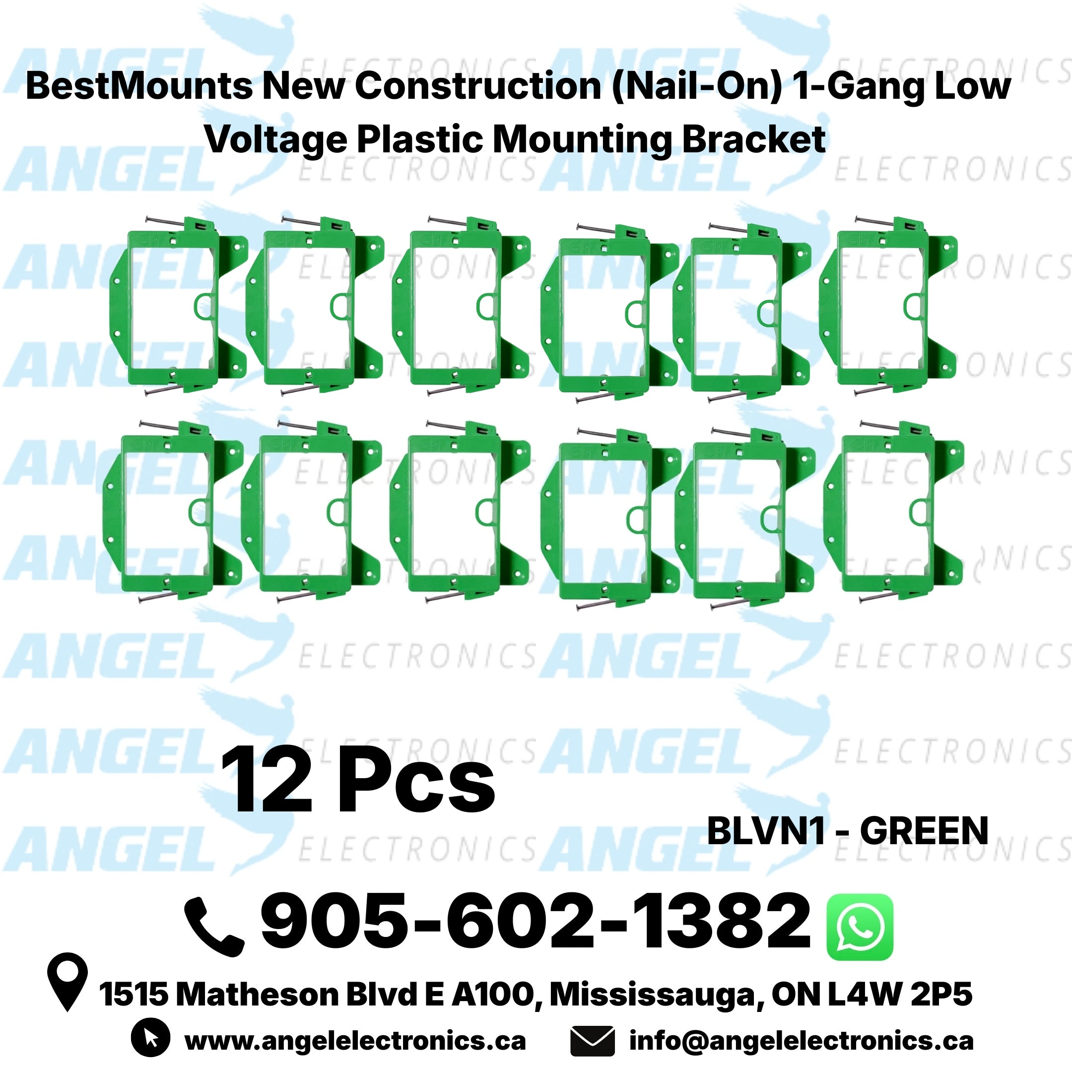 BestMounts 1-Gang New Construction Nail-On Low Voltage Mounting Bracket – Plastic