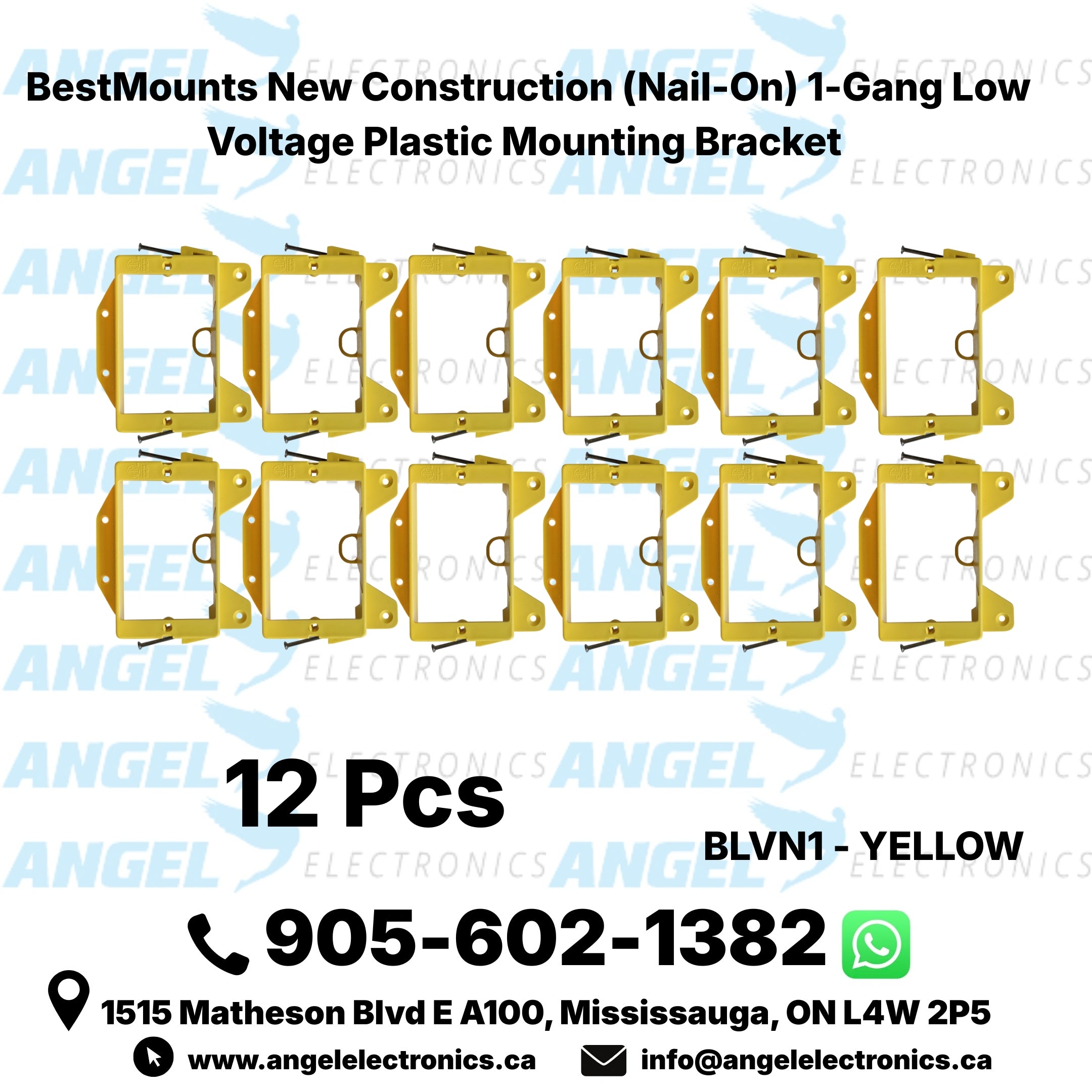 BestMounts 1-Gang New Construction Nail-On Low Voltage Mounting Bracket – Plastic