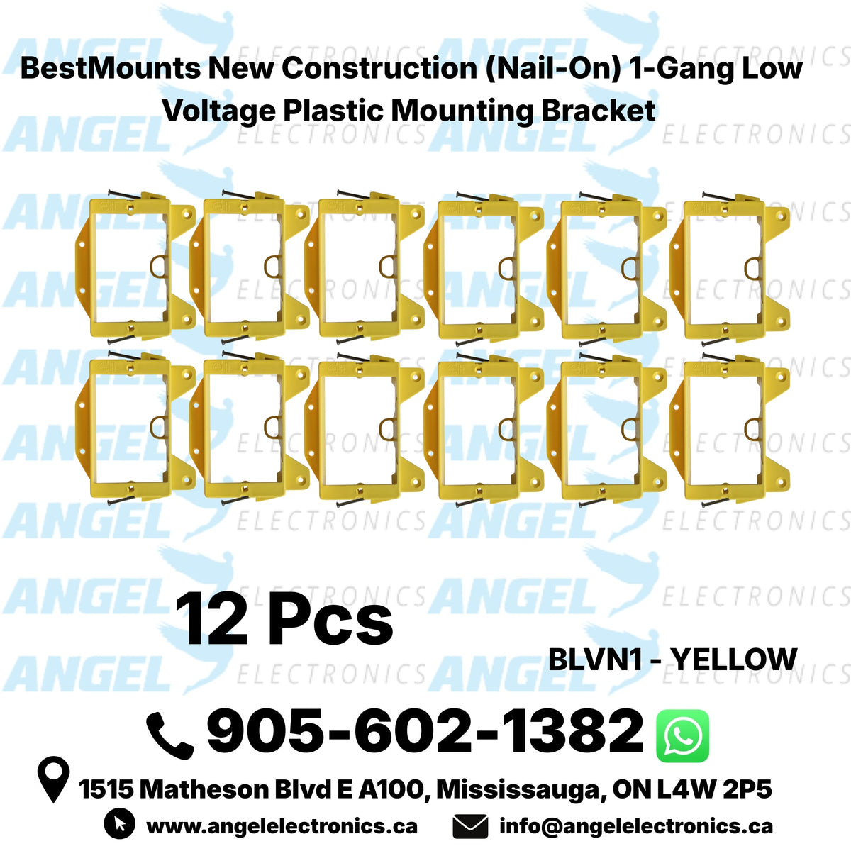 BestMounts 1-Gang New Construction Nail-On Low Voltage Mounting Bracket – Plastic