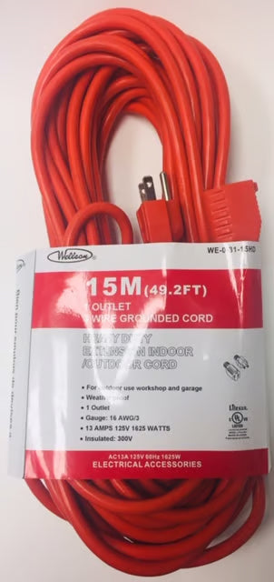 3-Prong Electrical Extension Cord (Indoor/Outdoor, cUL Certified) – Multiple Lengths