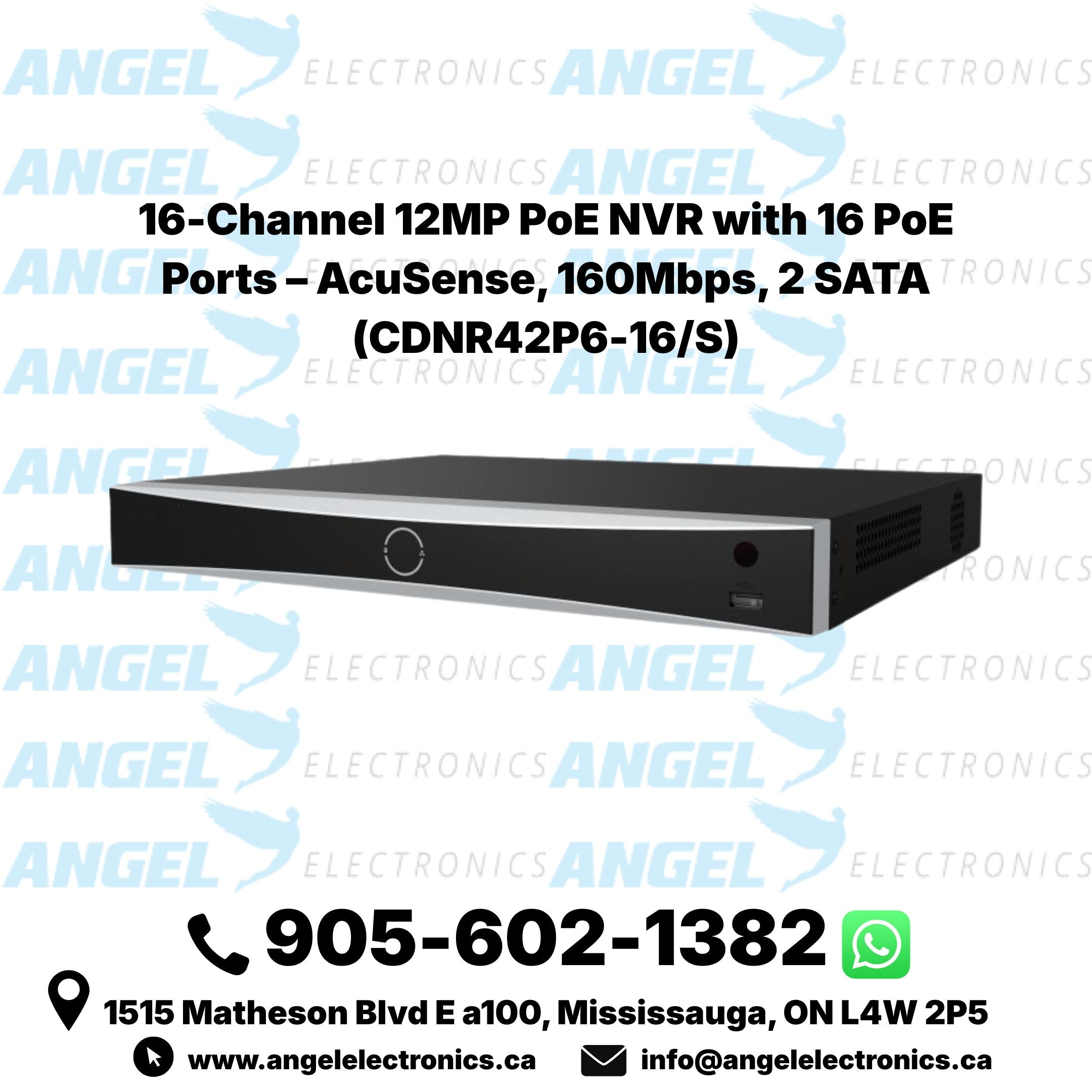 16-Channel 12MP PoE NVR with 16 PoE Ports – AcuSense, 160Mbps, 2 SATA (CDNR42P6-16/S)