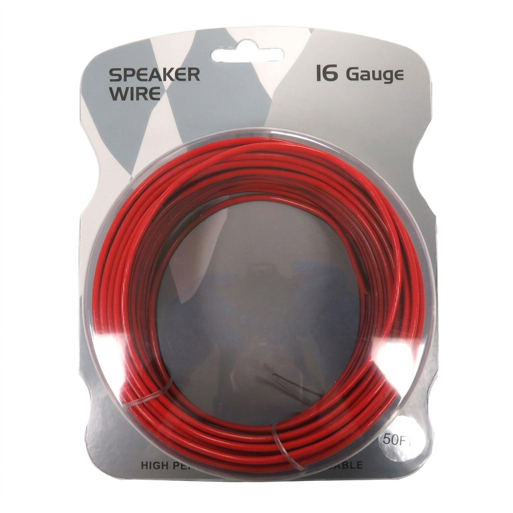 16 Gauge Speaker Wire 50FT – Black & Red, Blister Pack
