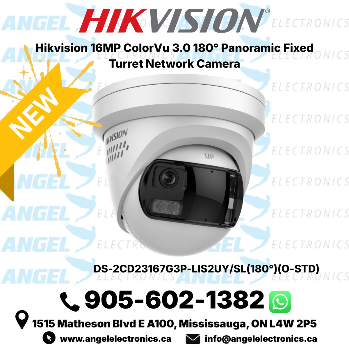 Hikvision DS-2CD23167G3P-LIS2UY/SL 16MP ColorVu 3.0 180° Panoramic Fixed Turret Network Camera