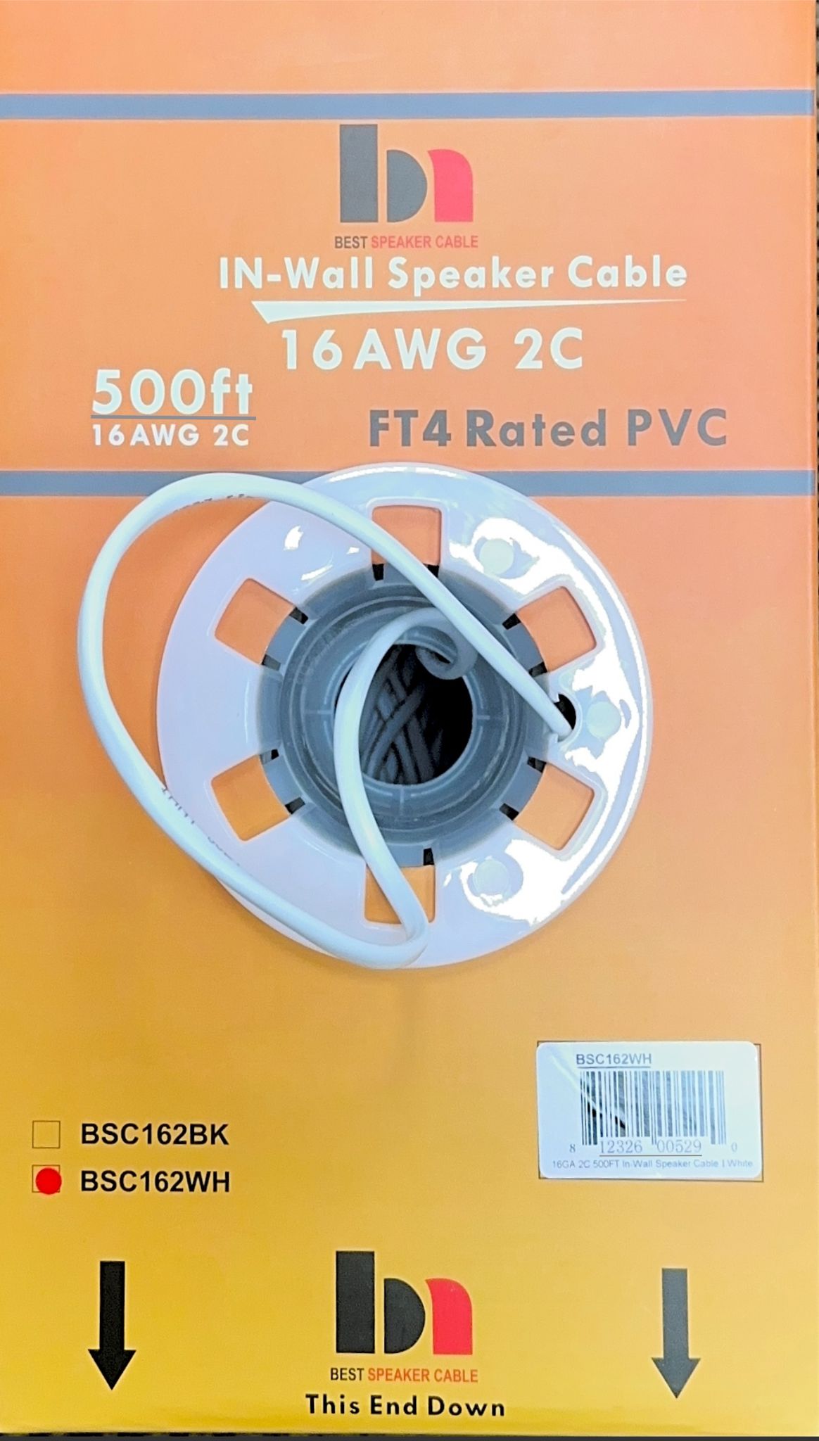 Best Speaker Cable 16 AWG 2-Conductor In-Wall Speaker Wire – 500 ft FT4 Rated PVC