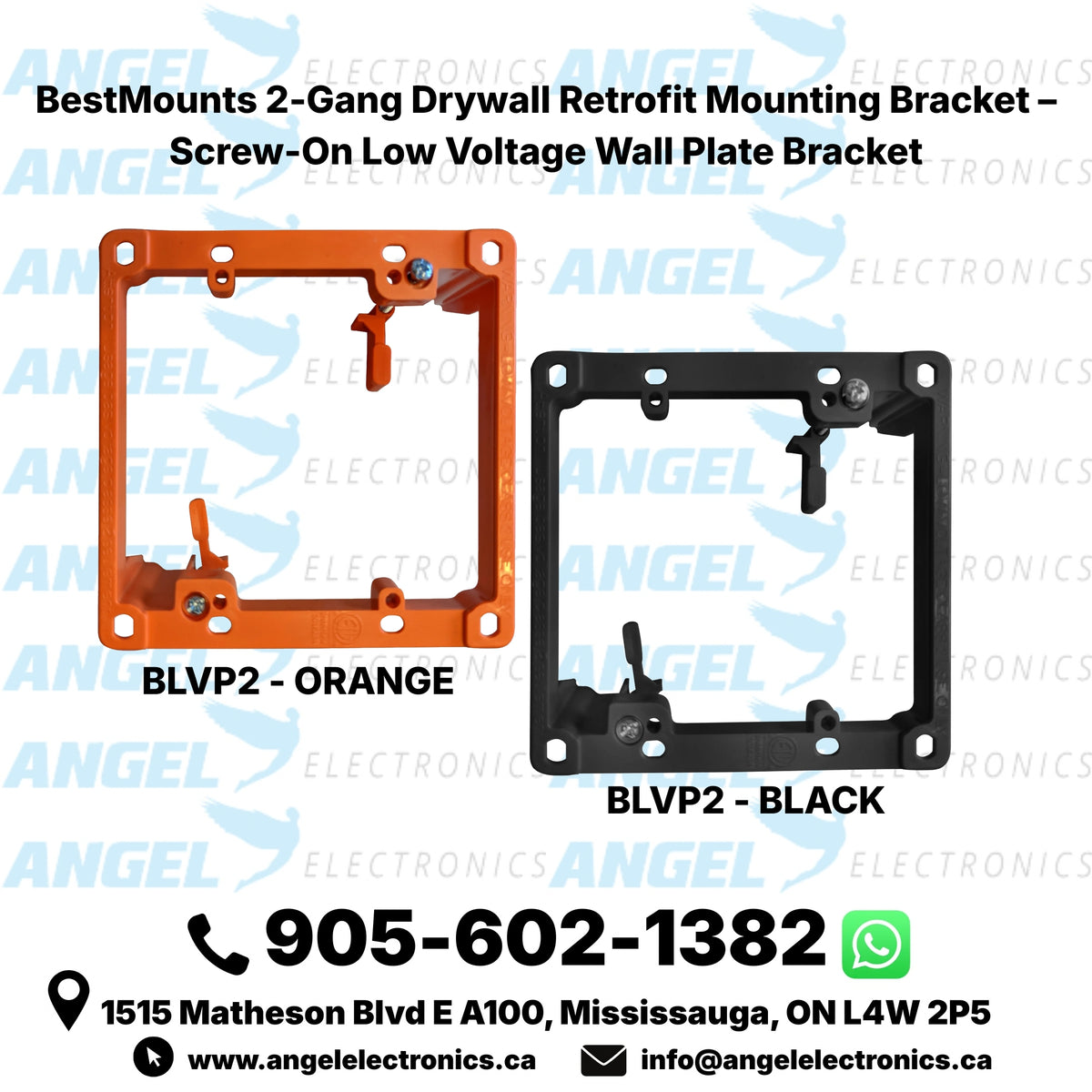 BestMounts Drywall Retrofit (Screw-On) 2-Gang Low Voltage Mounting Bracket | BLVP2