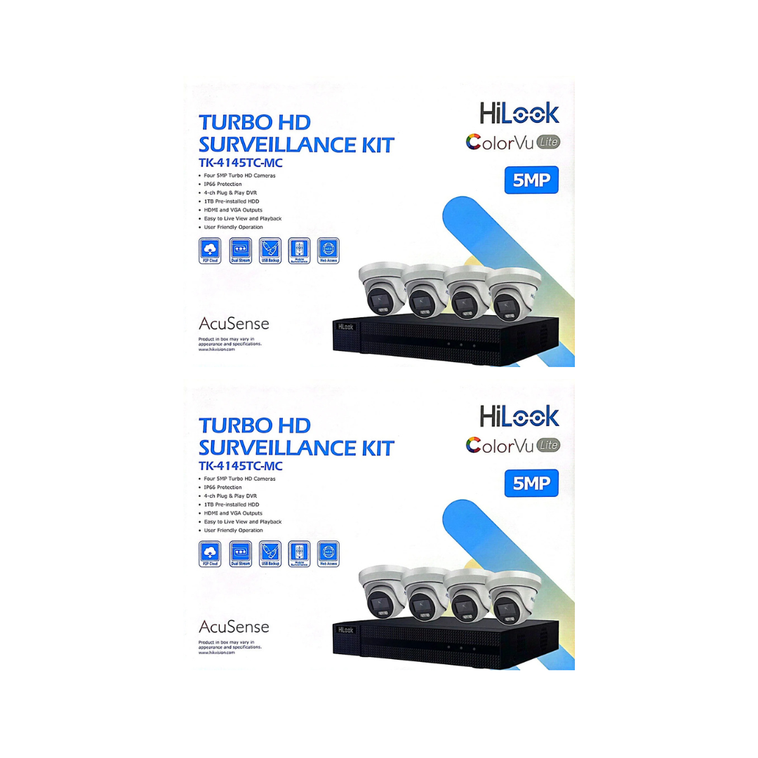 HiLook 5MP ColorVu Lite DVR Security Camera Kit | 4 Channel & 8 Channel CCTV System with HDD | Models TK-4145TC-MC & TK-6285TC-MC