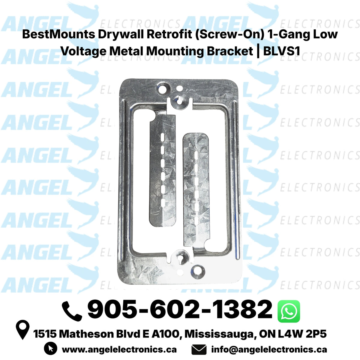 BestMounts Drywall Retrofit (Screw-On) 1-Gang Low Voltage Metal Mounting Bracket | BLVS1