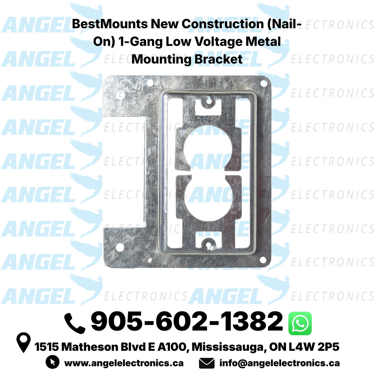 BestMounts New Construction (Nail-On) 1-Gang Low Voltage Metal Mounting Bracket | BLVMPST1