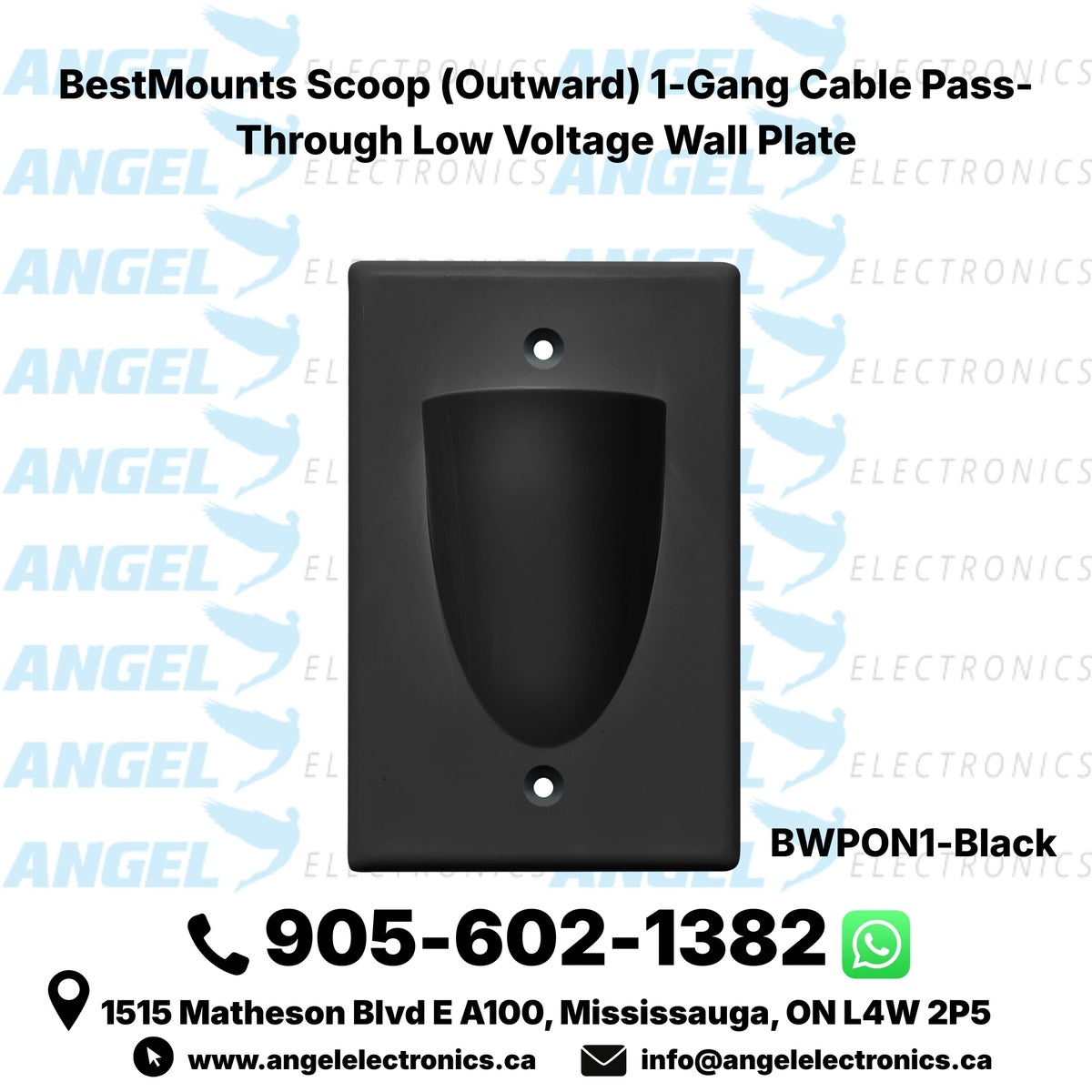 BestMounts Scoop (Outward) 1-Gang Cable Pass-Through Low Voltage Wall Plate | BWPON1