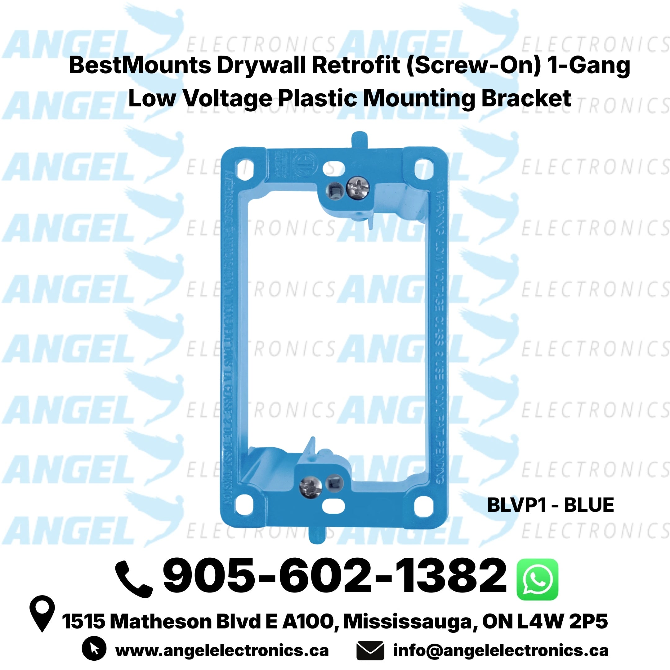 BestMounts Drywall Retrofit (Screw-On) 1-Gang Low Voltage Plastic Mounting Bracket | BLVP1