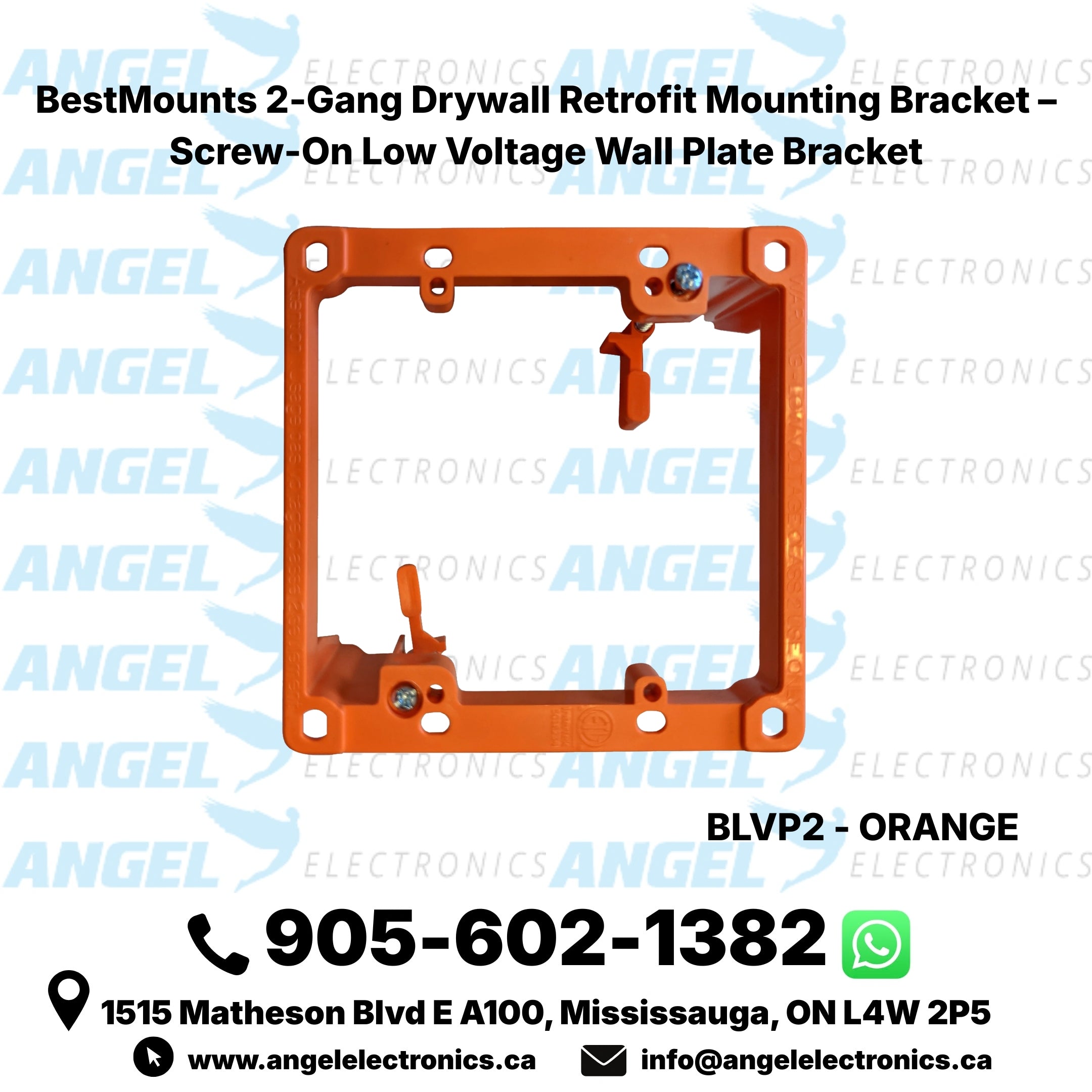 BestMounts Drywall Retrofit (Screw-On) 2-Gang Low Voltage Mounting Bracket | BLVP2