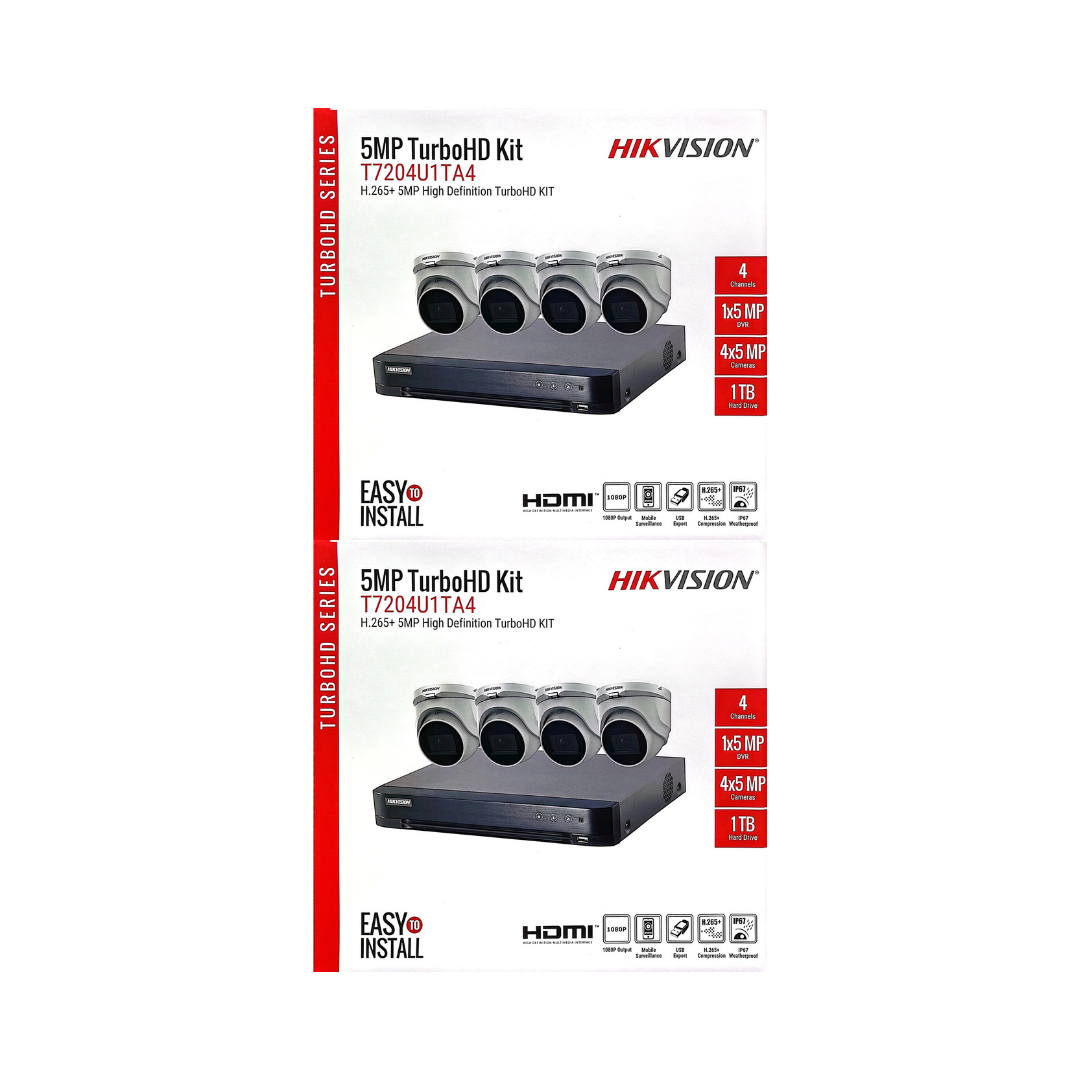 Hikvision TurboHD 5MP CCTV Security Camera Kit with DVR & HDD | 4 Channel & 8 Channel System | Models T7204U1TA4 & T7208U2TA6