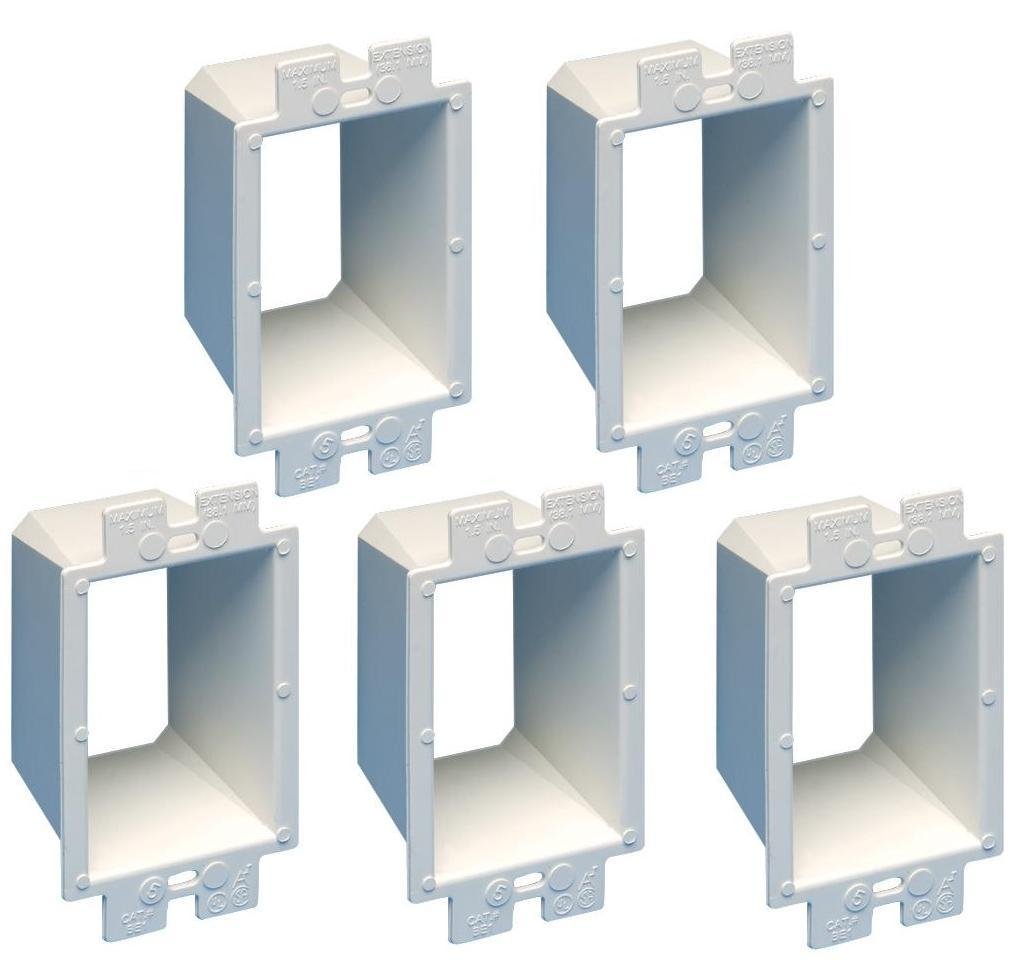 Arlington BE1-5 Electrical Outlet Box Extender, 1-Gang, White 5 pack