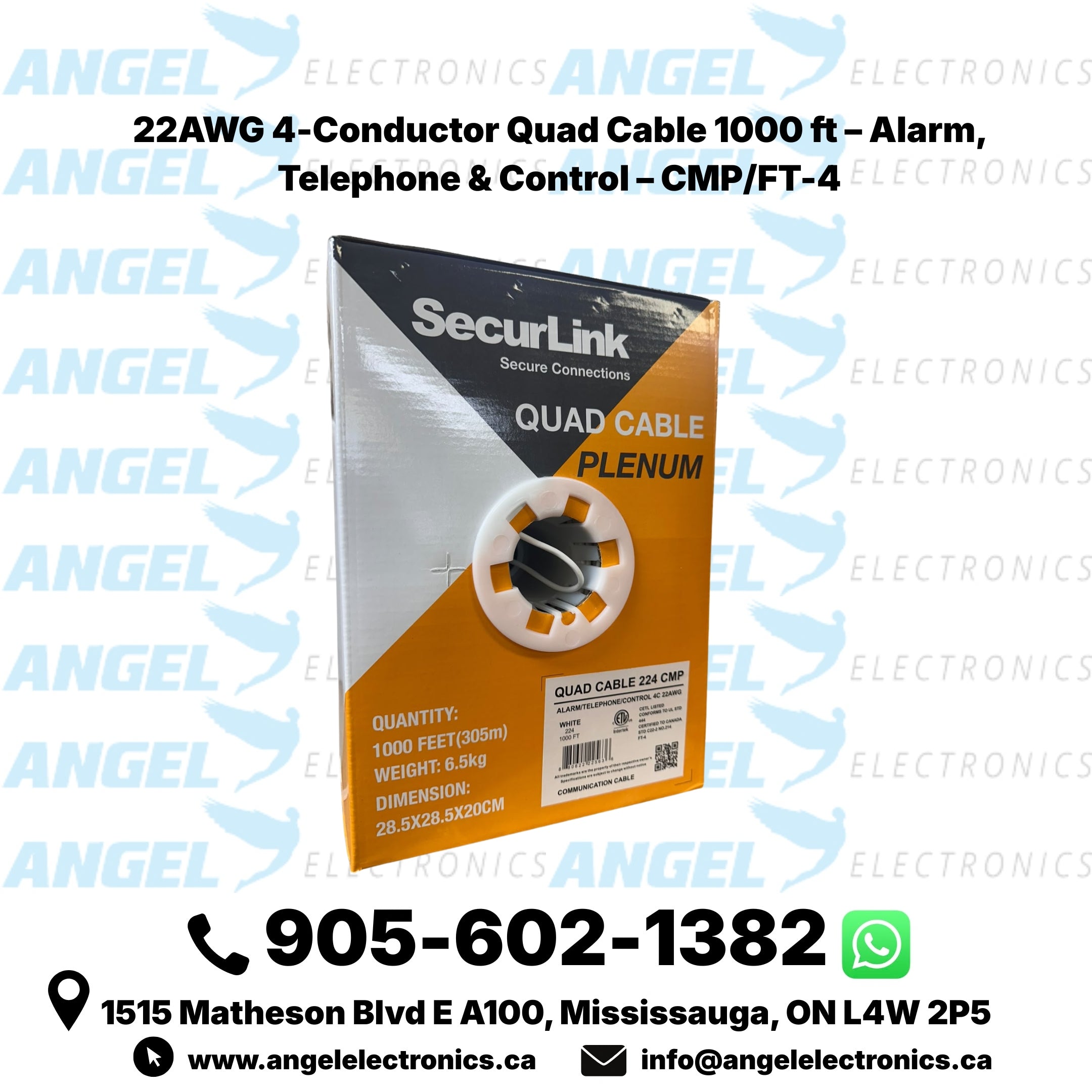 22AWG 4-Conductor Quad Cable 1000 ft – Alarm, Telephone & Control – CMP/FT-4