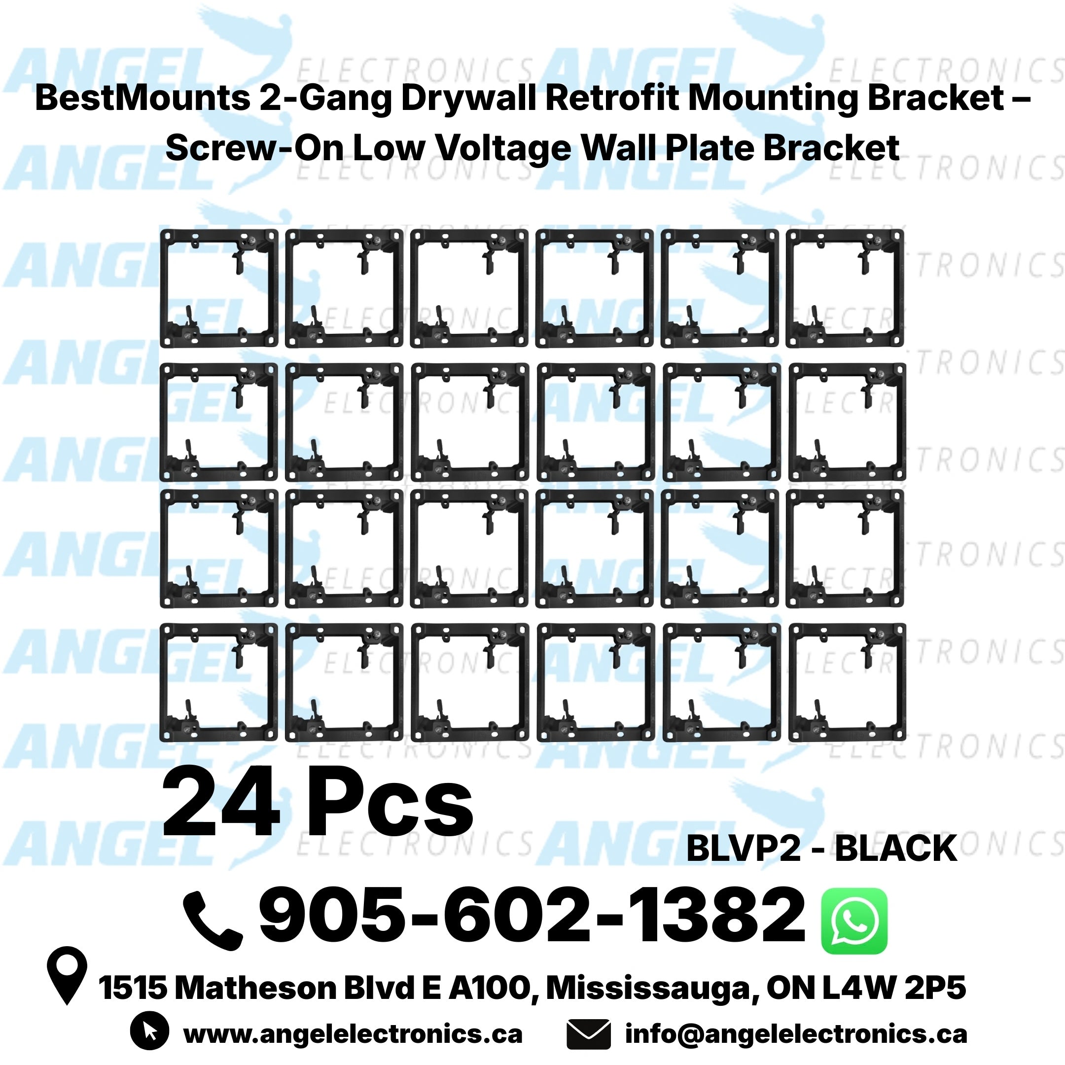 BestMounts Drywall Retrofit (Screw-On) 2-Gang Low Voltage Mounting Bracket | BLVP2