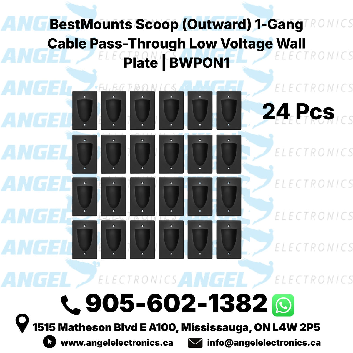 BestMounts Scoop (Outward) 1-Gang Cable Pass-Through Low Voltage Wall Plate | BWPON1