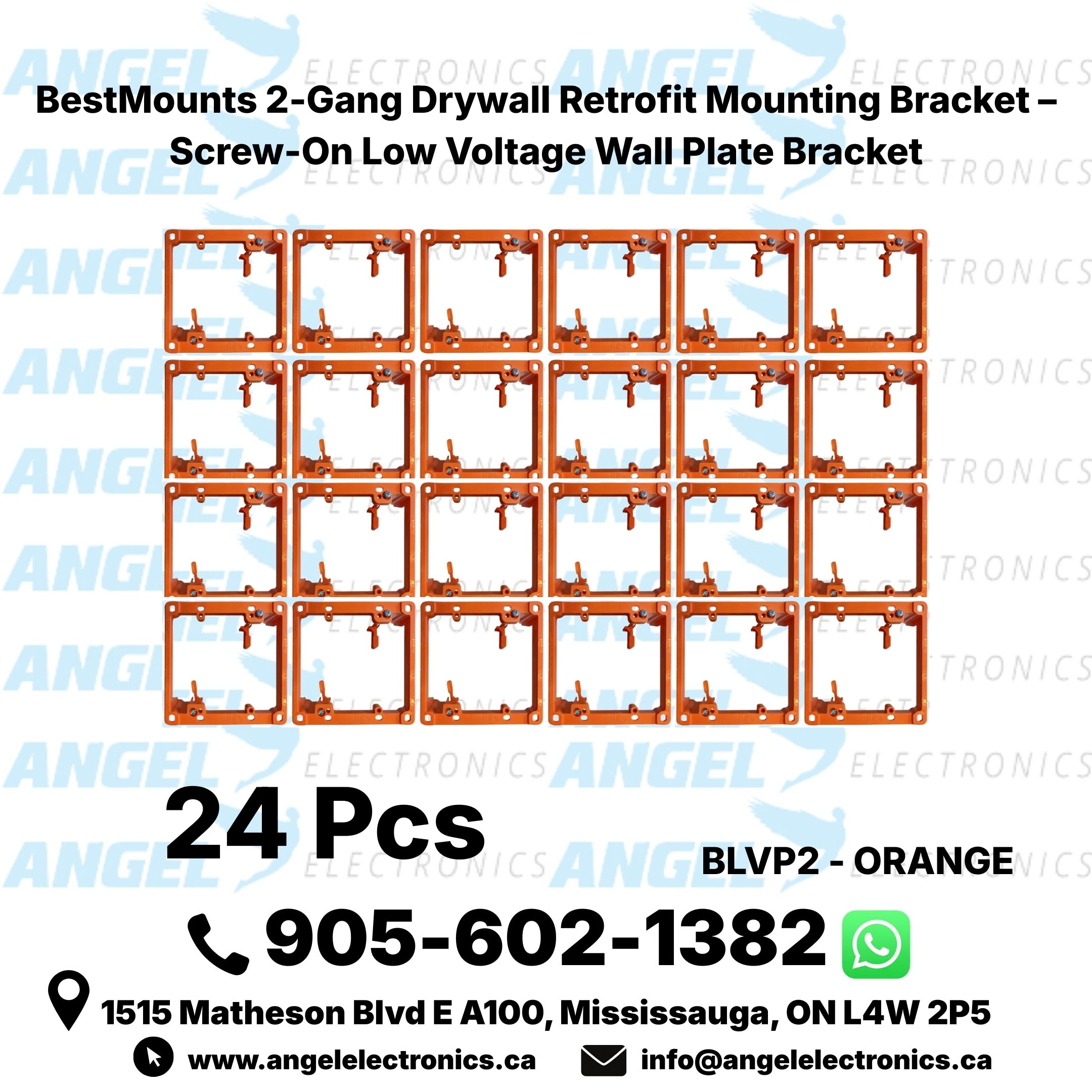 BestMounts Drywall Retrofit (Screw-On) 2-Gang Low Voltage Mounting Bracket | BLVP2