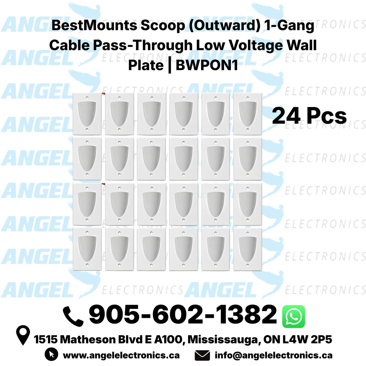 BestMounts Scoop (Outward) 1-Gang Cable Pass-Through Low Voltage Wall Plate | BWPON1