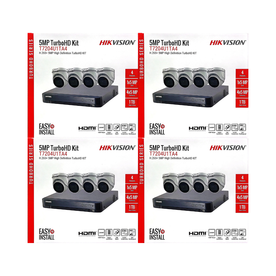 Hikvision TurboHD 5MP CCTV Security Camera Kit with DVR & HDD | 4 Channel & 8 Channel System | Models T7204U1TA4 & T7208U2TA6