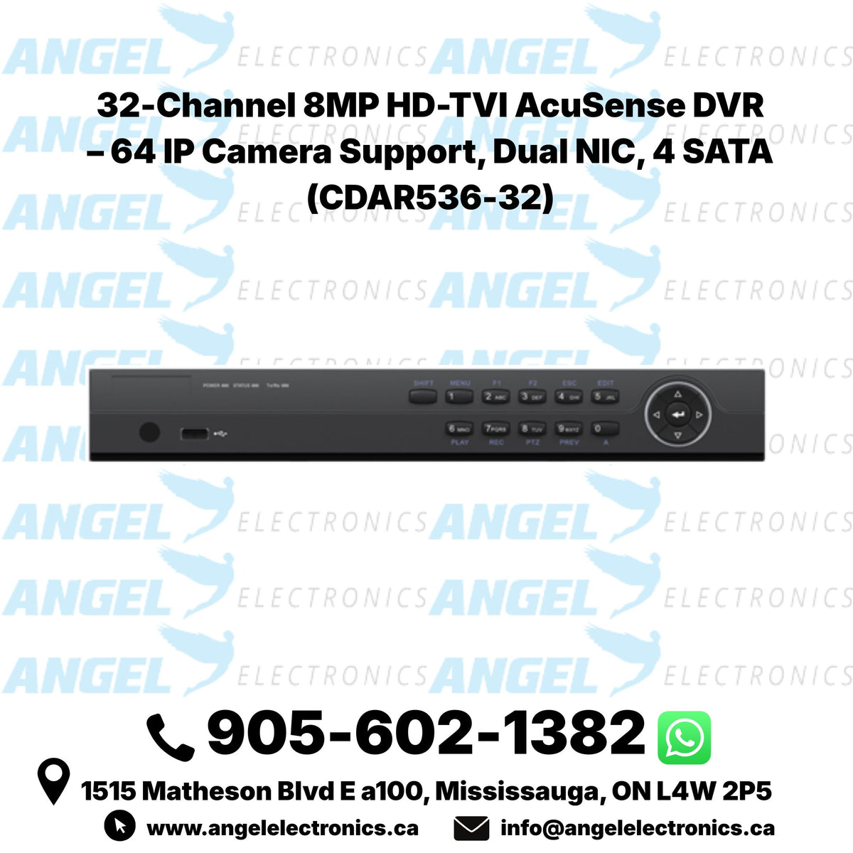32-Channel 8MP HD-TVI AcuSense DVR – 64 IP Camera Support, Dual NIC, 4 SATA (CDAR536-32)