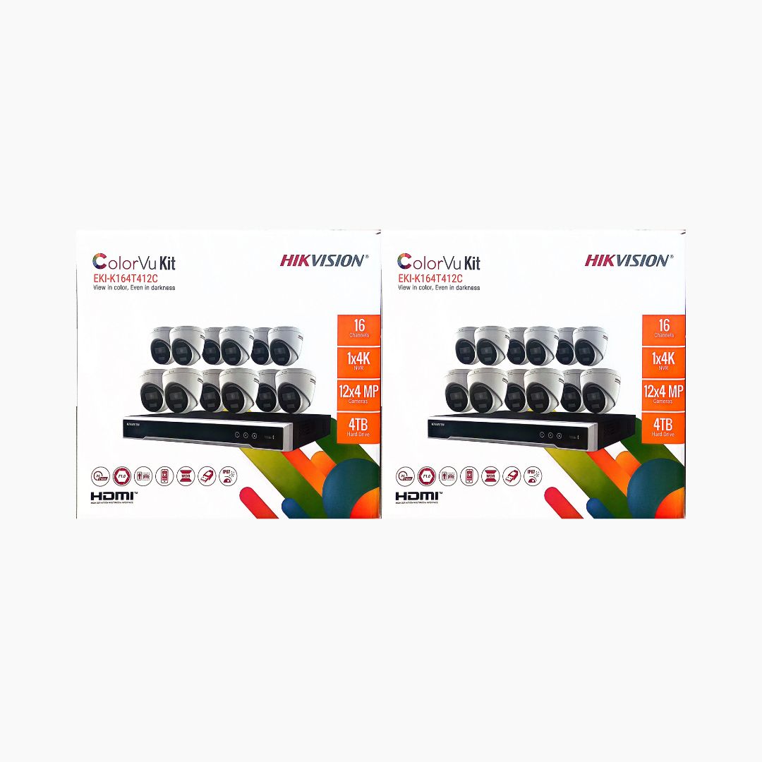 Hikvision ColorVu 4MP IP Security Camera System Kit – 4, 8 & 16 Channel 4K NVR with 2TB/4TB HDD – Outdoor Night Color Turret Cameras 2.8mm Lens – White & Black Variants