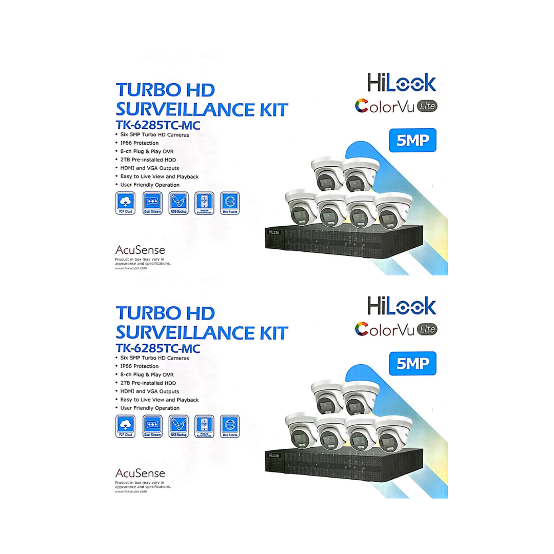 HiLook 5MP ColorVu Lite DVR Security Camera Kit | 4 Channel & 8 Channel CCTV System with HDD | Models TK-4145TC-MC & TK-6285TC-MC