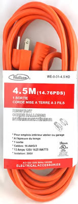 3-Prong Electrical Extension Cord (Indoor/Outdoor, cUL Certified) – Multiple Lengths