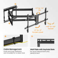 LPA84-486XL Extra Long Arm Full-Motion TV Wall Mount for most 43"-90" TVs