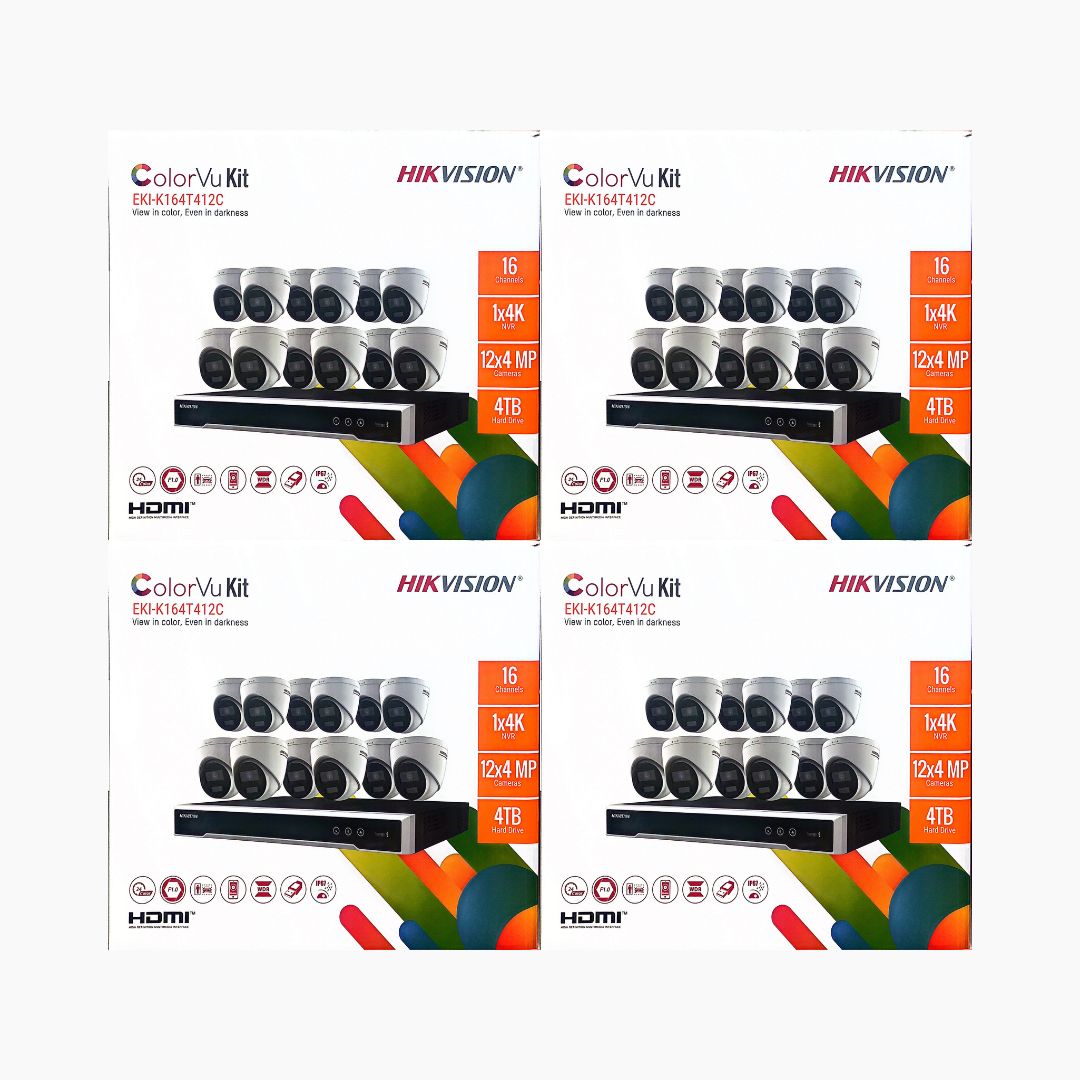 Hikvision ColorVu 4MP IP Security Camera System Kit – 4, 8 & 16 Channel 4K NVR with 2TB/4TB HDD – Outdoor Night Color Turret Cameras 2.8mm Lens – White & Black Variants