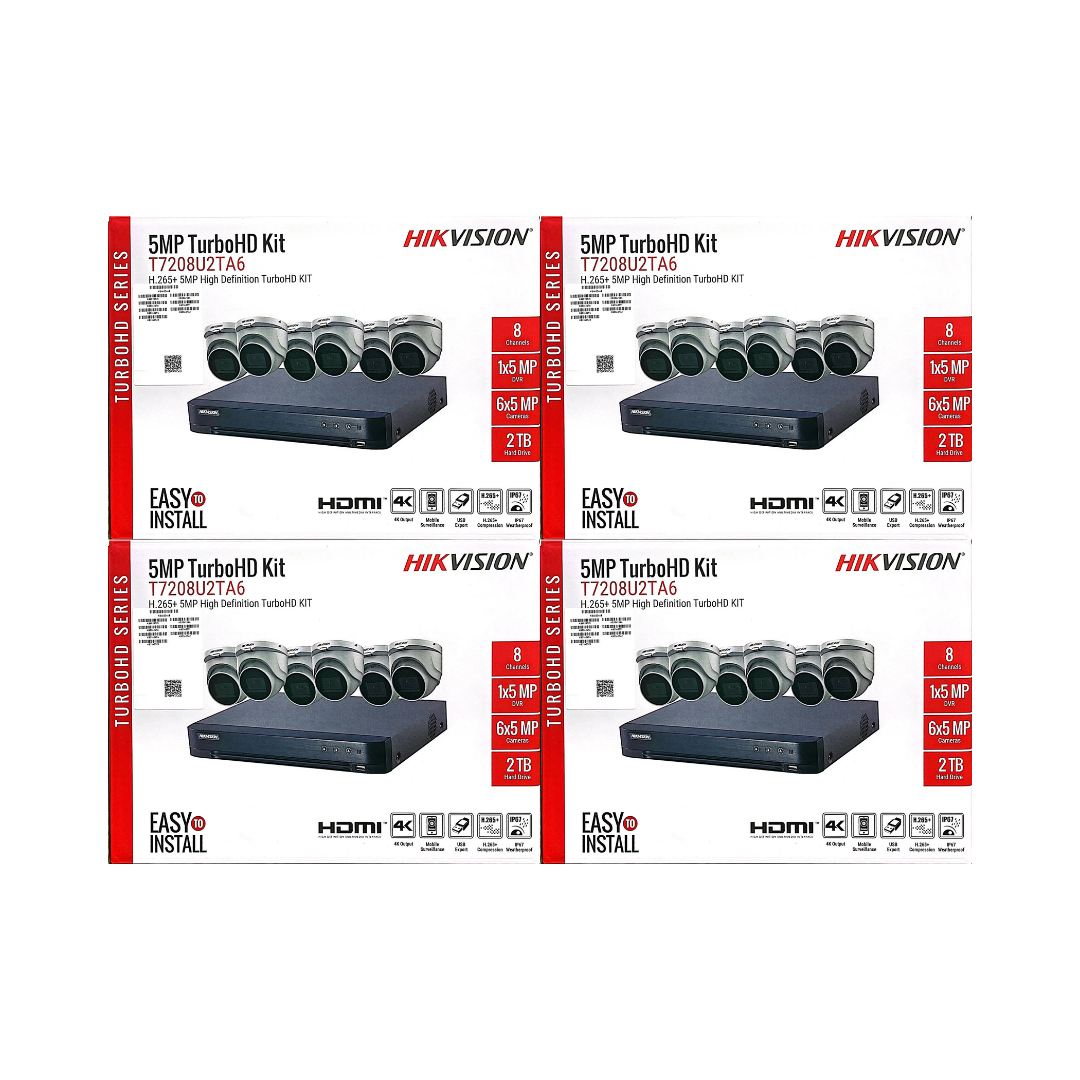 Hikvision TurboHD 5MP CCTV Security Camera Kit with DVR & HDD | 4 Channel & 8 Channel System | Models T7204U1TA4 & T7208U2TA6