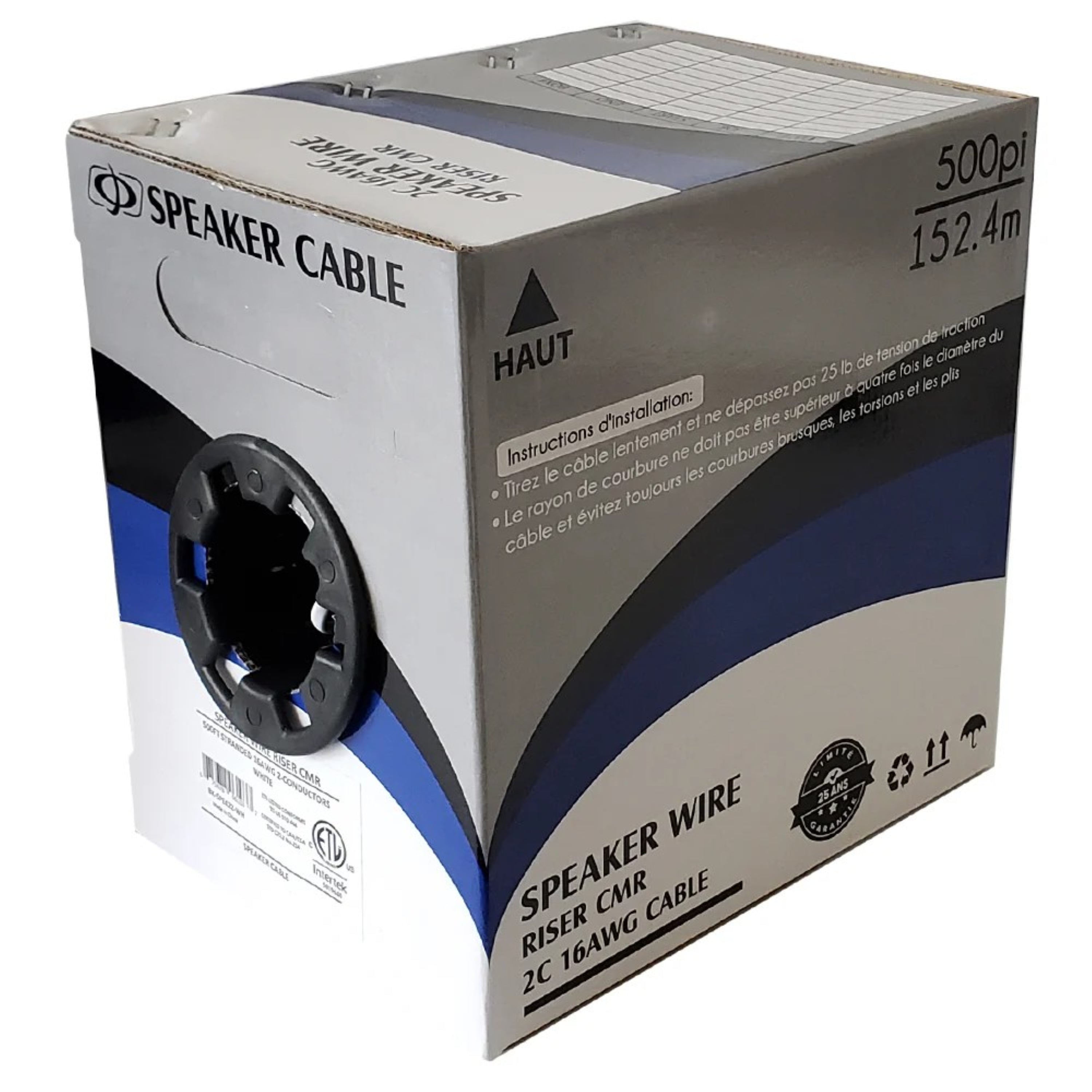 Cmr Riser Cable 16AWG 2-Conductor In-Wall Speaker Cable, OFC, CMR Riser Rated, White ...