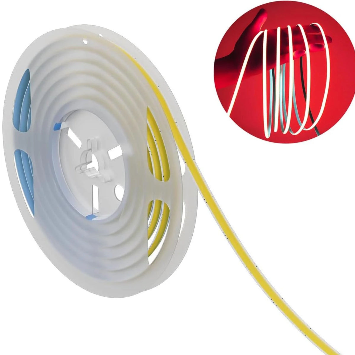 5M COB LED Strip Light with 12V 5A Power Supply – 4000K Natural White, 384 LEDs/m, 5mm Ultra-Slim FCOB Tape Light, CRI 90+