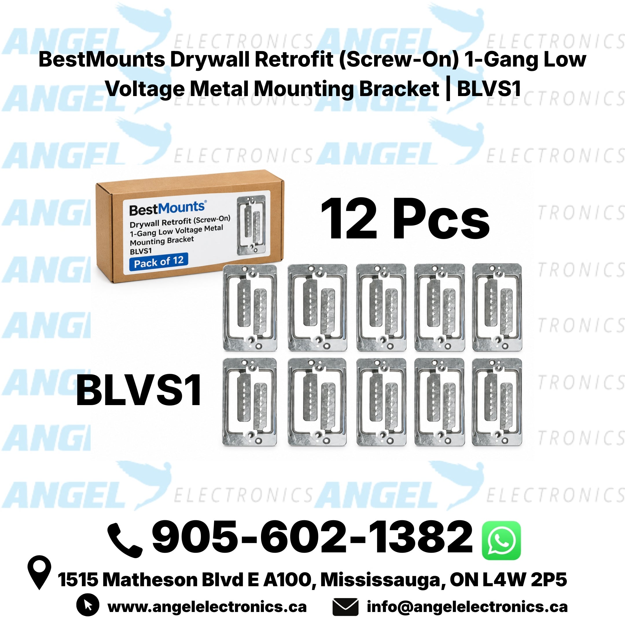 BestMounts Drywall Retrofit (Screw-On) 1-Gang Low Voltage Metal Mounting Bracket | BLVS1