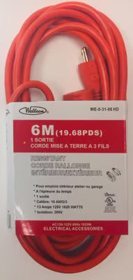 3-Prong Electrical Extension Cord (Indoor/Outdoor, cUL Certified) – Multiple Lengths