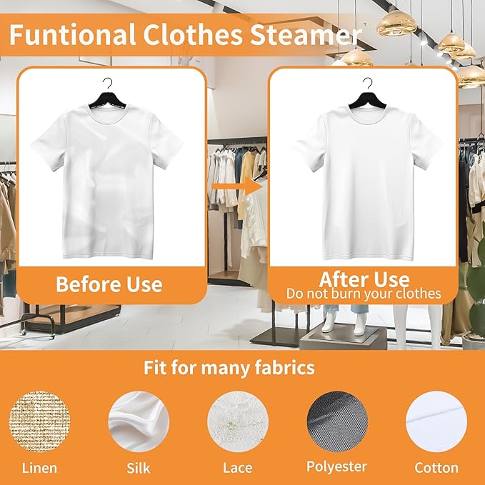 Portable Handheld Garment Steamer – 2-in-1 Iron & Steamer, 180° Rotatable Mini Travel Clothes Steamer