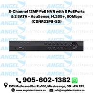 8-Channel 12MP PoE NVR with 8 PoE Ports & 2 SATA – AcuSense, H.265+, 80Mbps (CDNR33P8-8D)