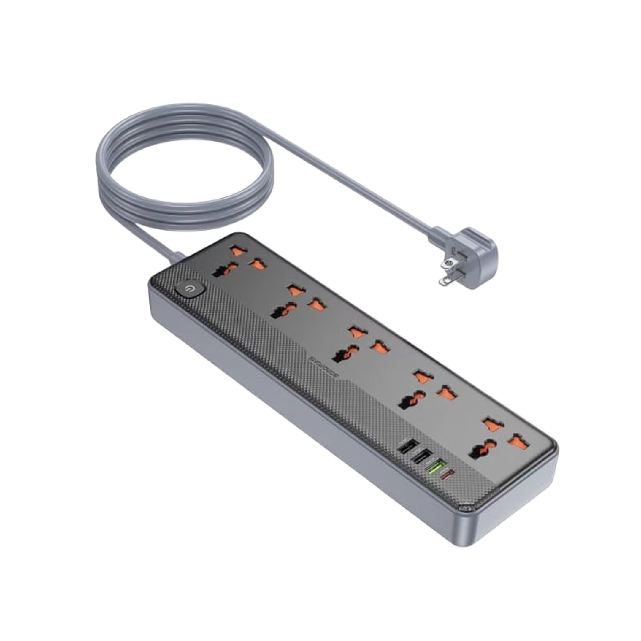 Borofone BAC5 Multifunctional Power Strip – 5 AC Outlets, USB-C + 3 USB-A, 20W USB Charging