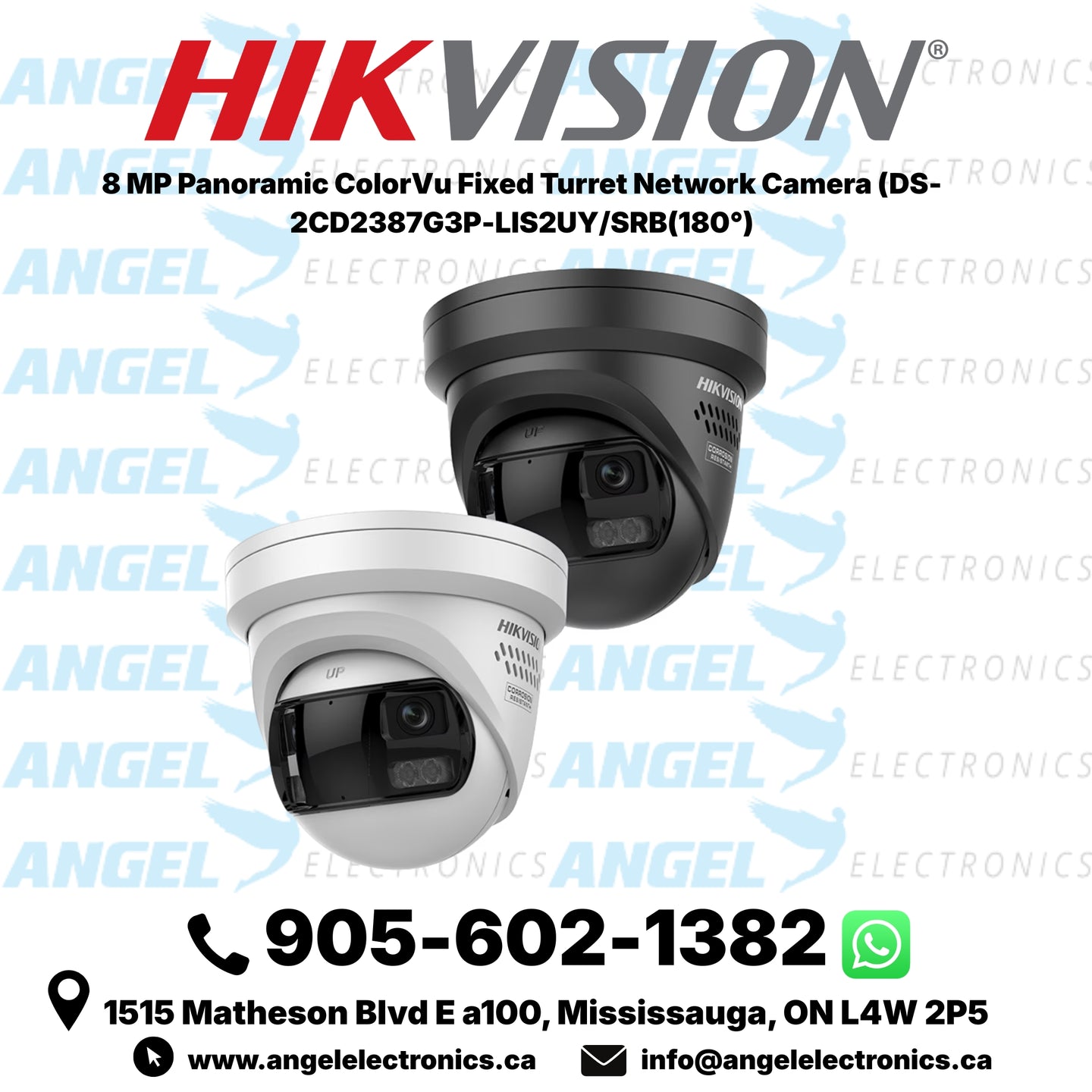 Hikvision 8 MP Panoramic ColorVu Fixed Turret Network Camera (DS-2CD2387G3P-LIS2UY/SRB(180°)